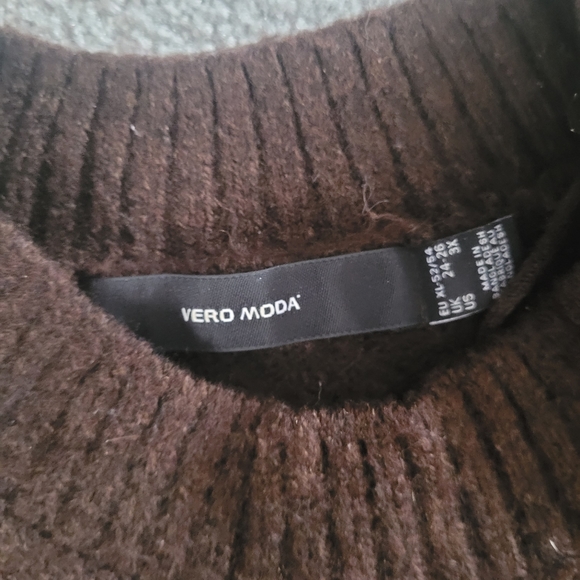 VERO MODA oversize boxy chocolate brown mock neck sweater size 3X - Picture 4 of 5